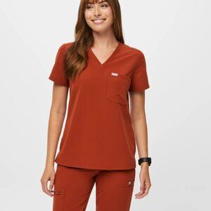 Figs Catarina One Pocket Scrub Top Auburn EUC Small